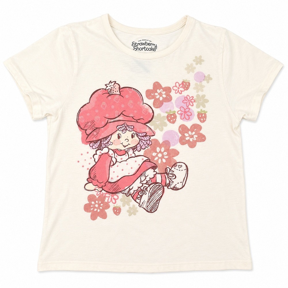 Strawberry Shortcake Graphic Tee Juniors Size Medium Cream Vintage Style Cotton - Picture 2 of 6
